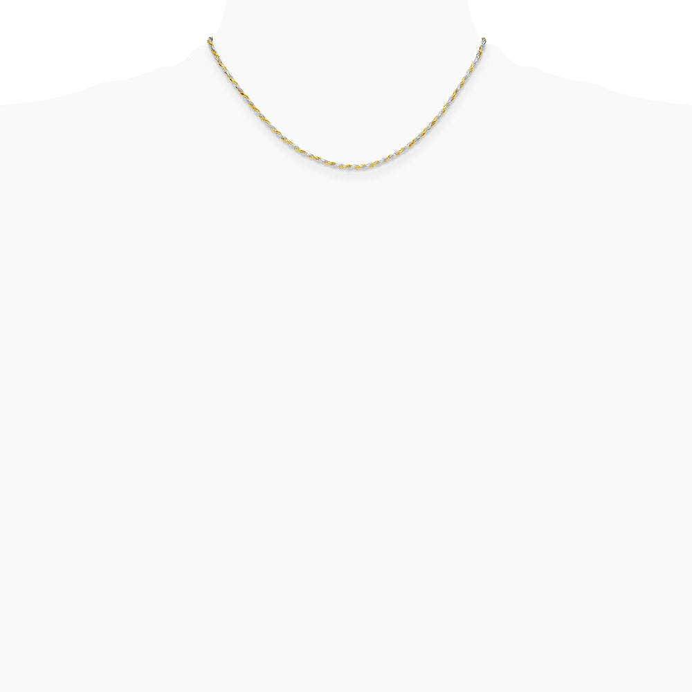 Sterling Silver And Vermeil 2.5mm Diamond-cut Rope Chain Necklace 16"-30" - Product Photo