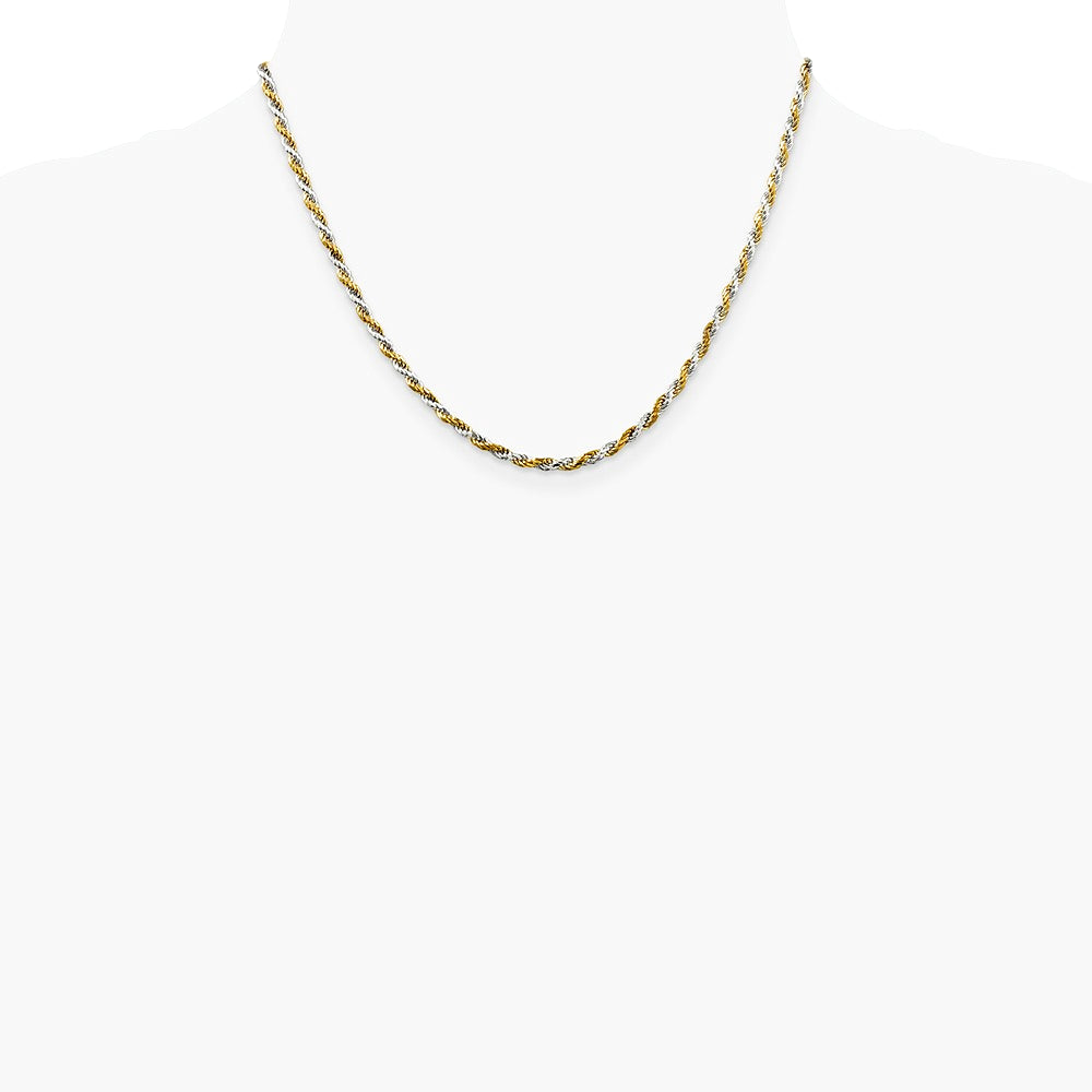 Sterling Silver And Vermeil 2.5mm Diamond-cut Rope Chain Necklace 16"-30" - Product Photo