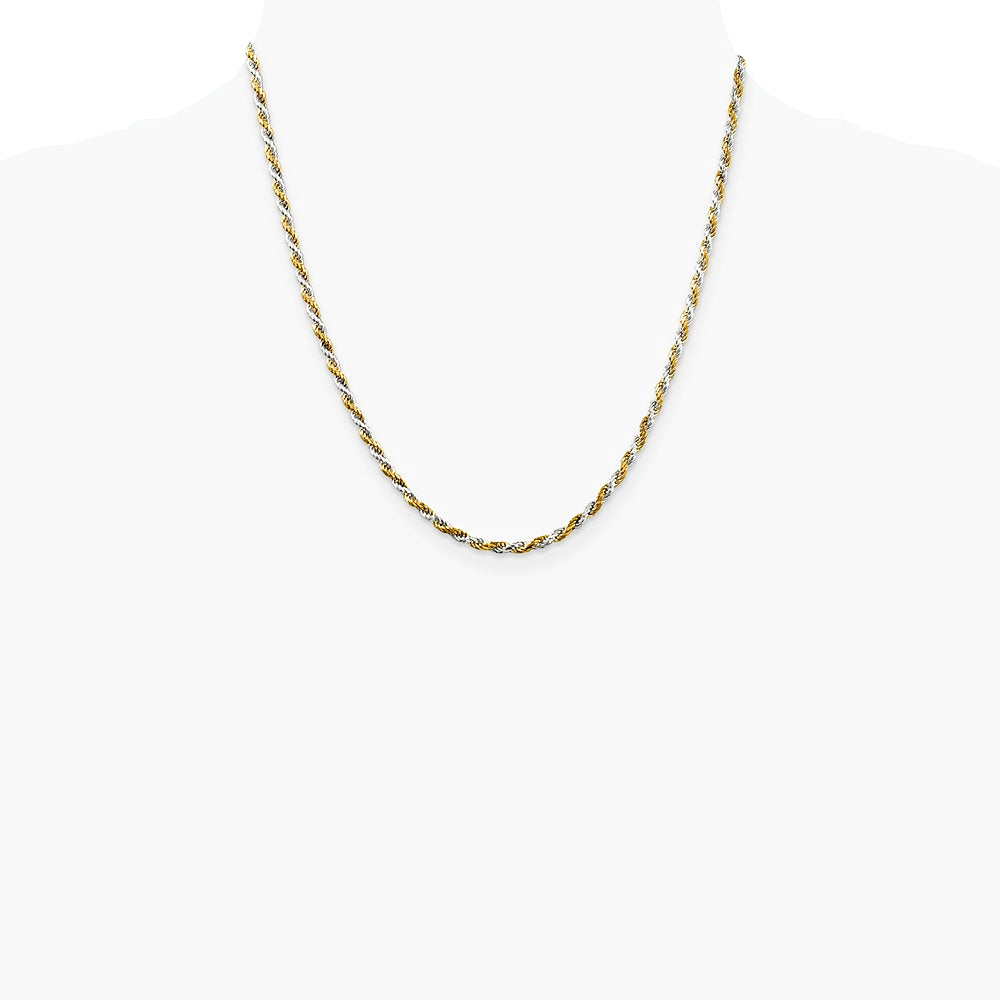 Sterling Silver And Vermeil 2.5mm Diamond-cut Rope Chain Necklace 16"-30" - Product Photo