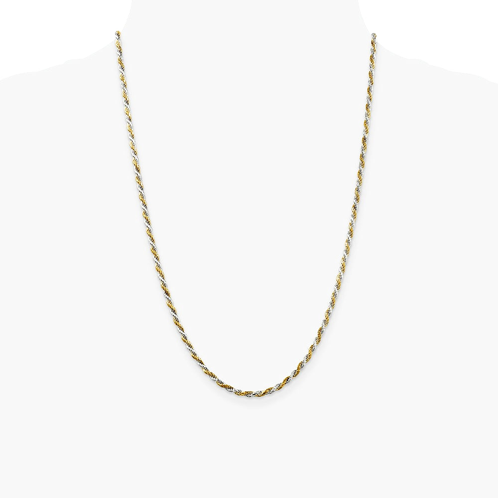 Sterling Silver And Vermeil 2.5mm Diamond-cut Rope Chain Necklace 16"-30" - Product Photo