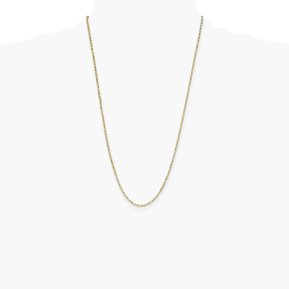 Sterling Silver And Vermeil 2.5mm Diamond-cut Rope Chain Necklace 16"-30" - Product Photo