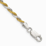 Sterling Silver And Vermeil 2.5mm Diamond-cut Rope Chain Bracelet 7"-8" - Product Photo