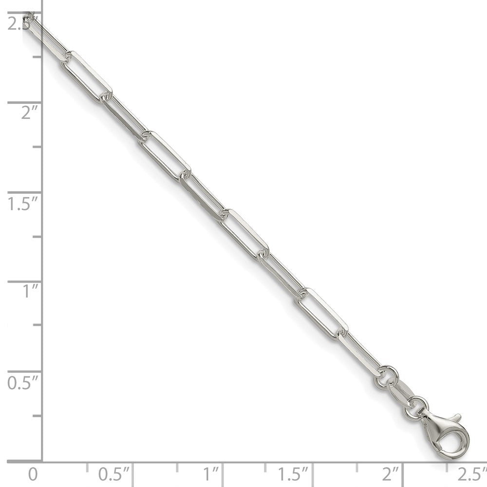 Sterling Silver 3.1mm Diamond-Cut Paperclip Chain Bracelet 7"-8" - Product Photo