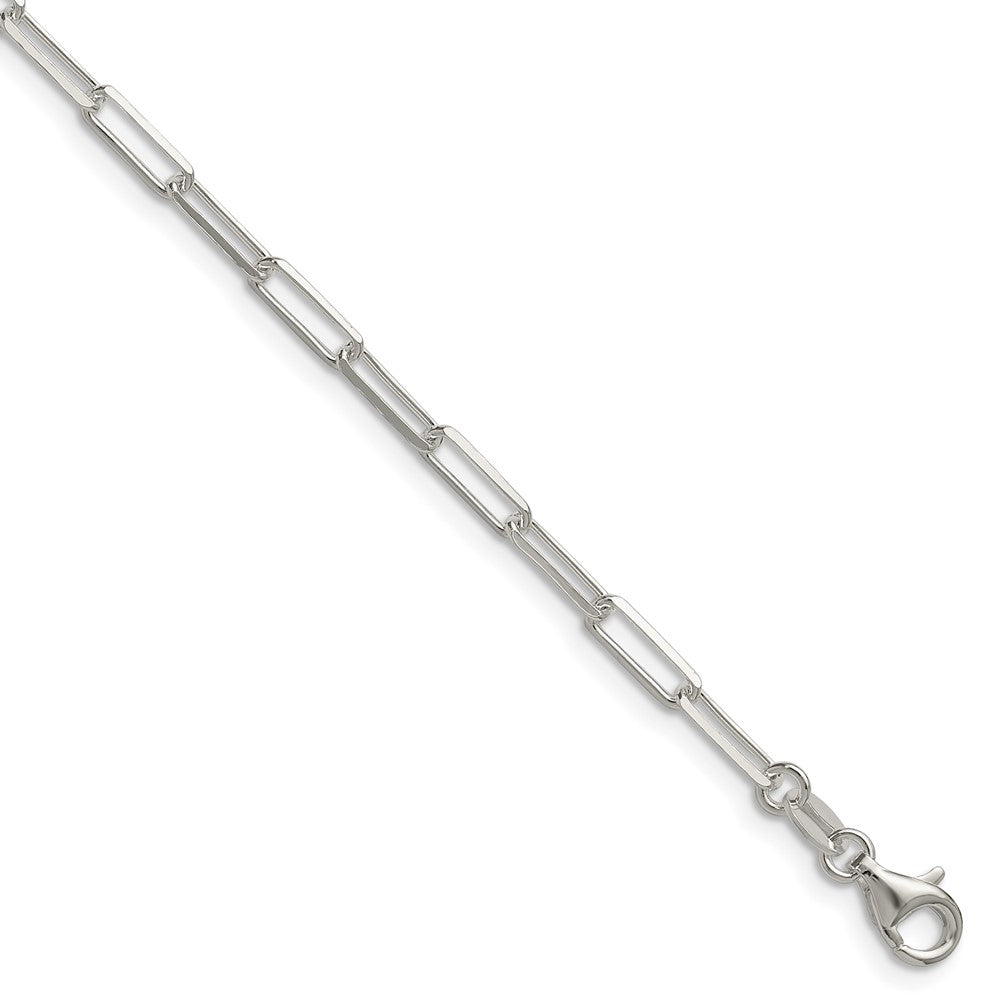 Sterling Silver 3.1mm Diamond-Cut Paperclip Chain Bracelet 7"-8" - Product Photo