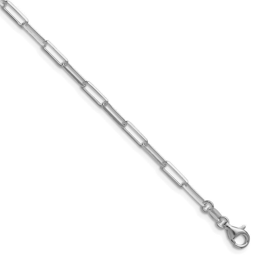 Sterling Silver Rhodium-plated 3.1mm Diamond-Cut Paperclip Chain Bracelet 7"-8" - Product Photo