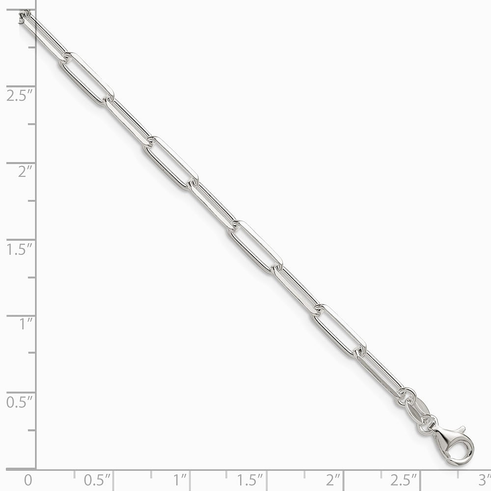Sterling Silver 3.5mm Diamond-Cut Paperclip Chain Bracelet 7"-8" - Product Photo