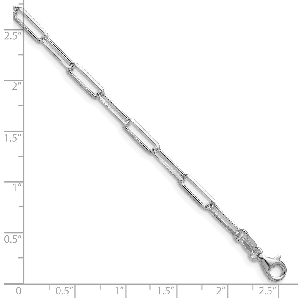 Sterling Silver Rhodium-plated 3.5mm Diamond-Cut Paperclip Chain Bracelet 7"-8" - Product Photo