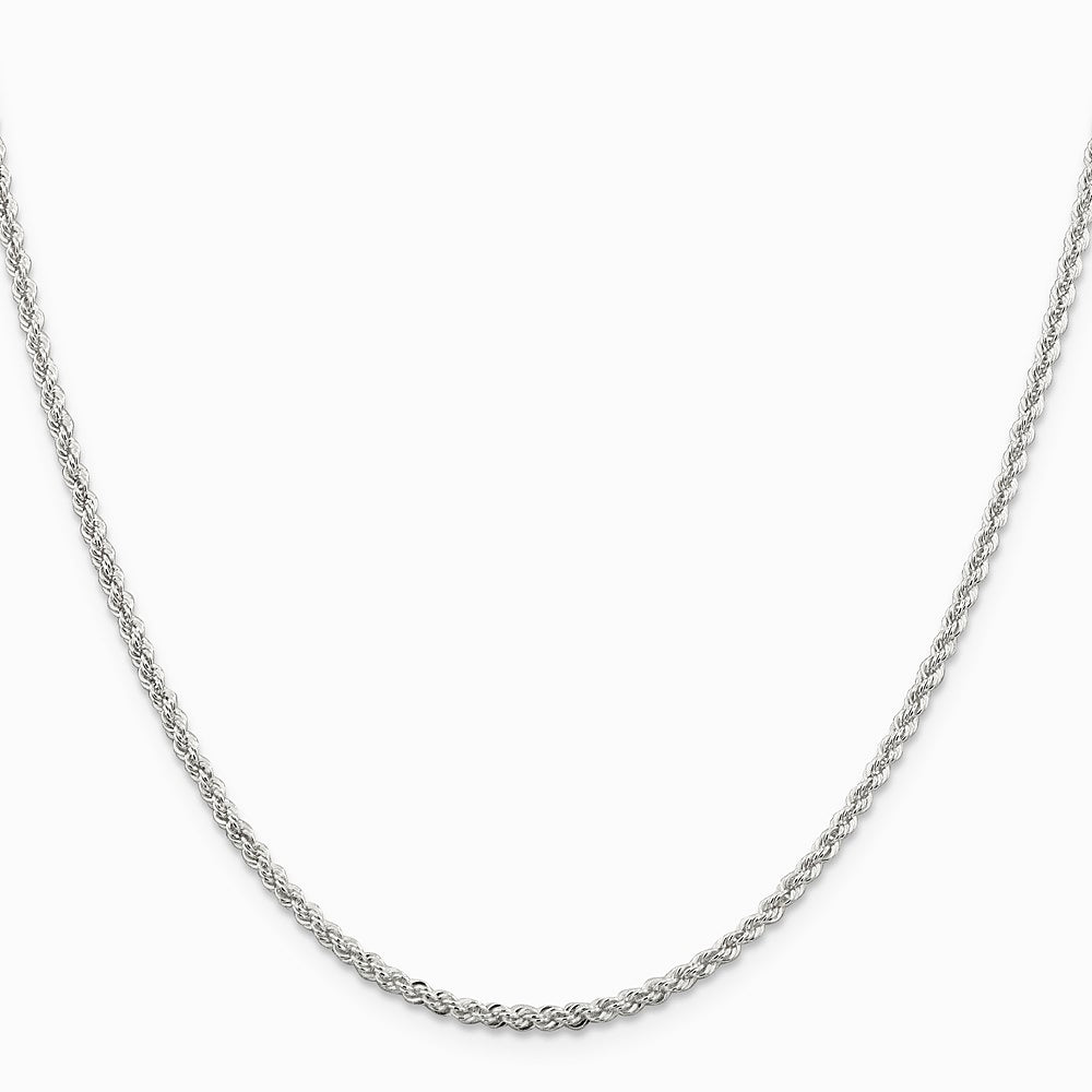 Sterling Silver 2.3mm Solid Rope Chain Necklace 16"-36" - Product Photo