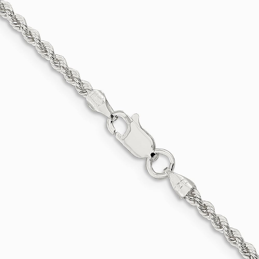 Sterling Silver 2.3mm Solid Rope Chain Necklace 16"-36" - Product Photo