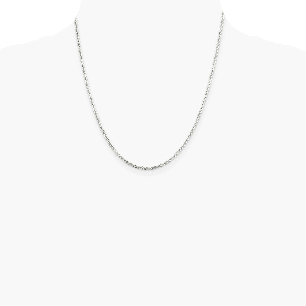 Sterling Silver 2.3mm Solid Rope Chain Necklace 16"-36" - Product Photo