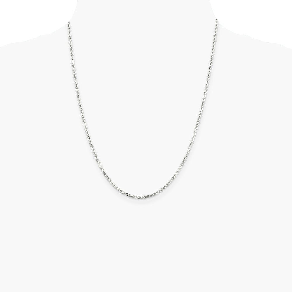 Sterling Silver 2.3mm Solid Rope Chain Necklace 16"-36" - Product Photo