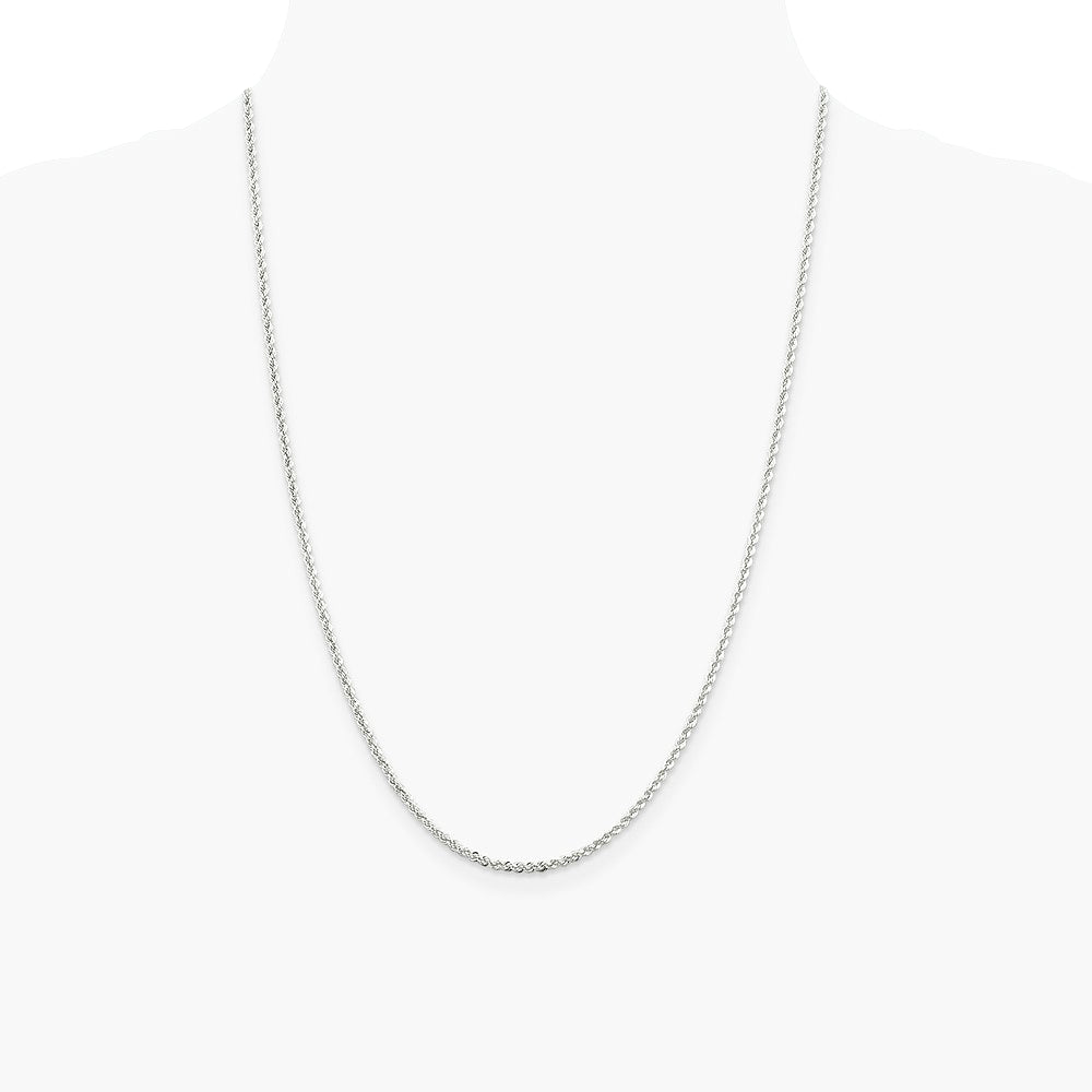 Sterling Silver 2.3mm Solid Rope Chain Necklace 16"-36" - Product Photo