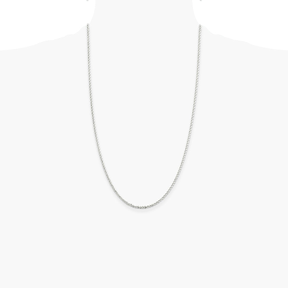 Sterling Silver 2.3mm Solid Rope Chain Necklace 16"-36" - Product Photo