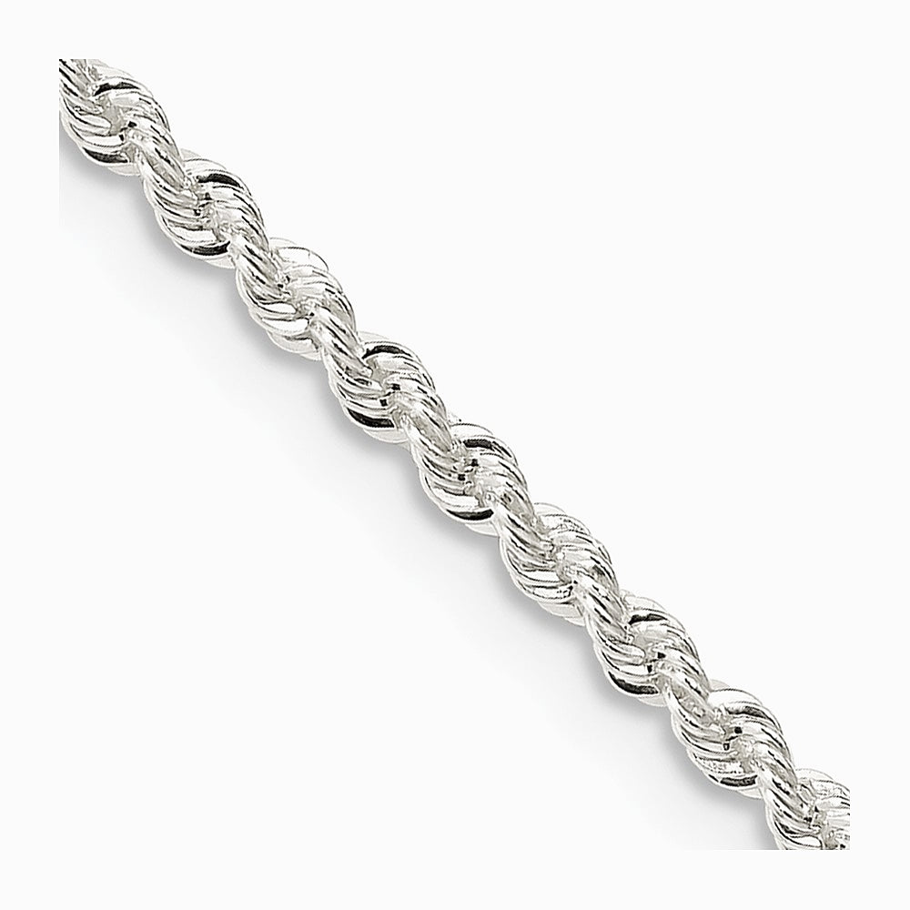 Sterling Silver 2.3mm Solid Rope Chain Necklace 16"-36" - Product Photo