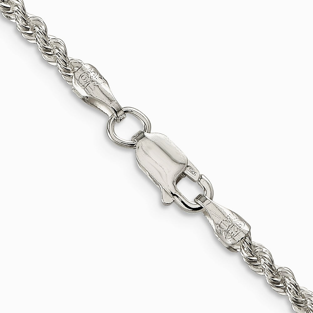 Sterling Silver 2.5mm Solid Rope Chain Necklace 16"-36" - Product Photo