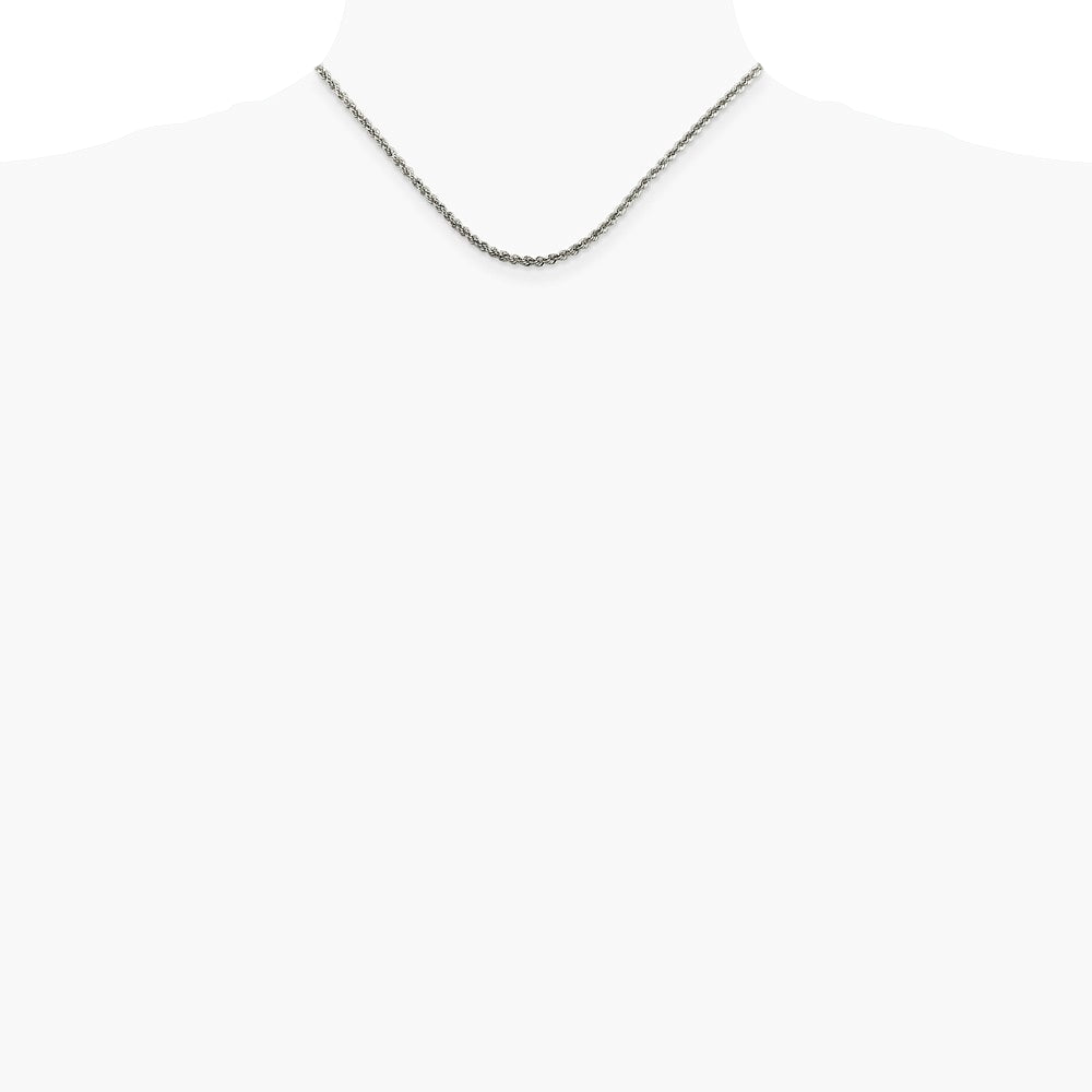 Sterling Silver 2.5mm Solid Rope Chain Necklace 16"-36" - Product Photo