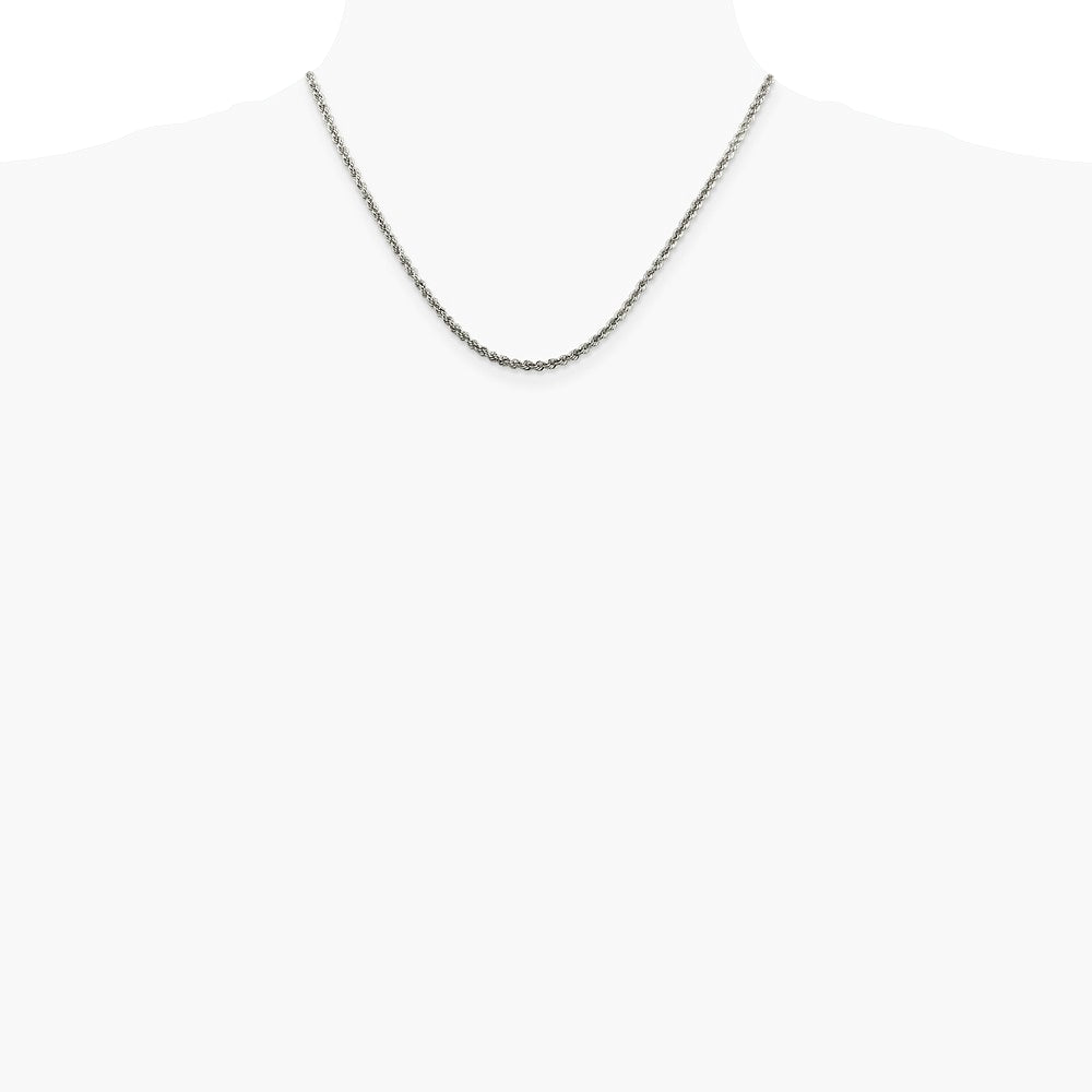 Sterling Silver 2.5mm Solid Rope Chain Necklace 16"-36" - Product Photo