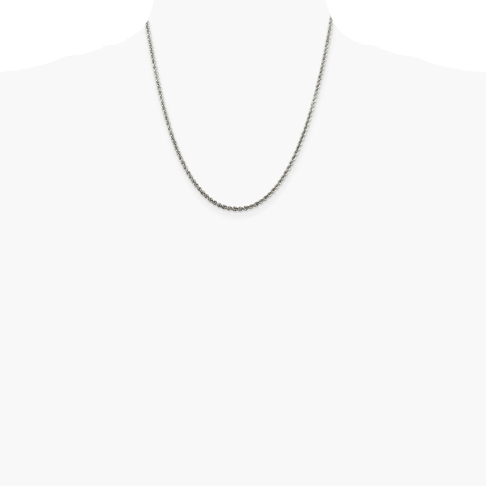 Sterling Silver 2.5mm Solid Rope Chain Necklace 16"-36" - Product Photo