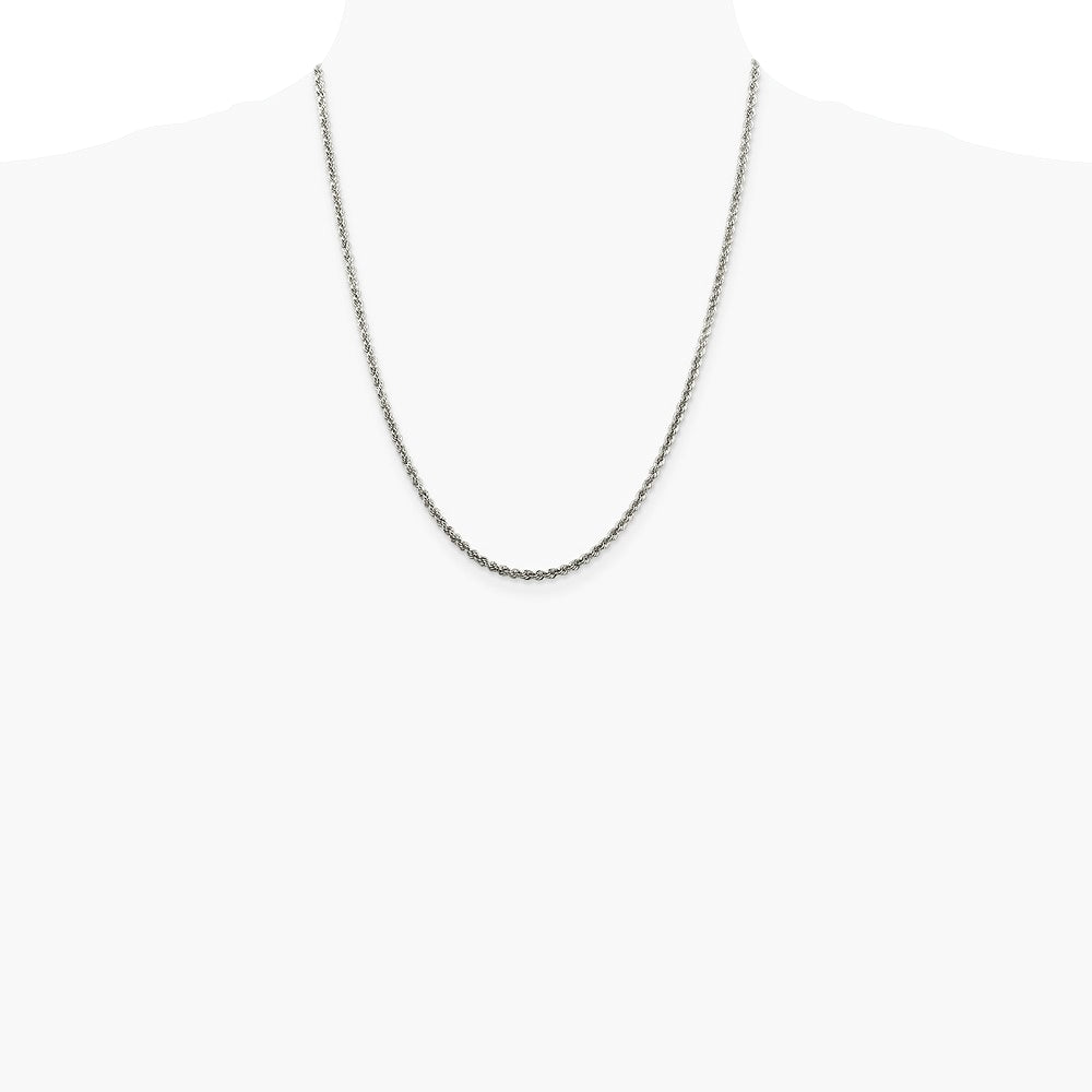 Sterling Silver 2.5mm Solid Rope Chain Necklace 16"-36" - Product Photo