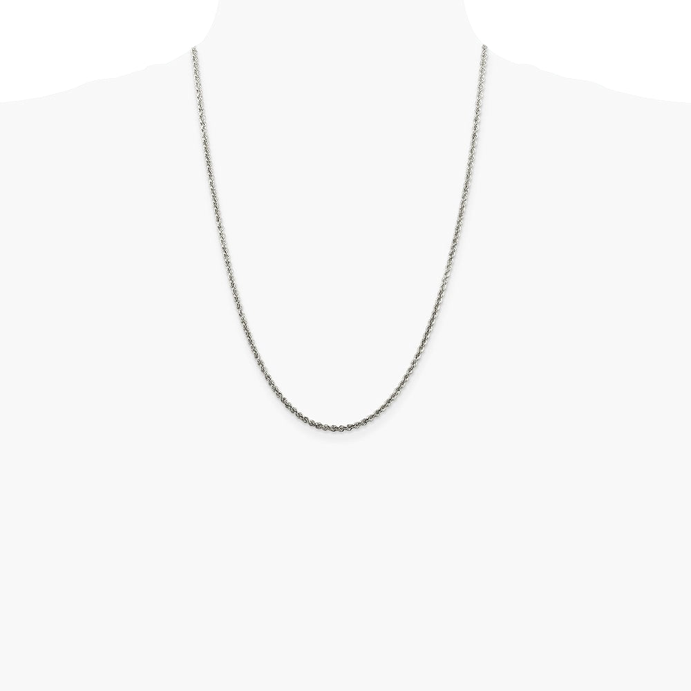 Sterling Silver 2.5mm Solid Rope Chain Necklace 16"-36" - Product Photo