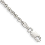 Sterling Silver 2.5mm Solid Rope Chain Bracelet 7"-10" - Product Photo