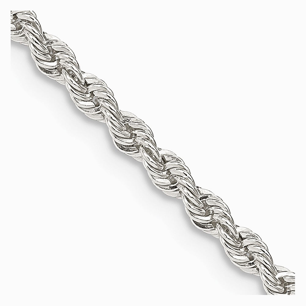 Sterling Silver 2.5mm Solid Rope Chain Necklace 16"-36" - Product Photo