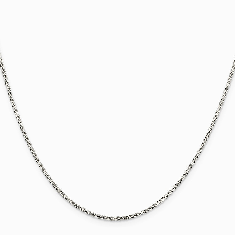 Sterling Silver Rhodium-plated 1.5mm Diamond-Cut Spiga Chain Necklace 16"-24" - Product Photo