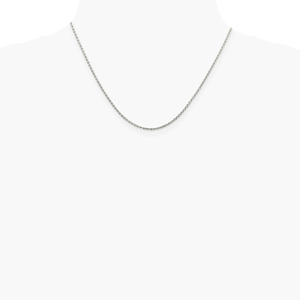 Sterling Silver Rhodium-plated 1.5mm Diamond-Cut Spiga Chain Necklace 16"-24" - Product Photo
