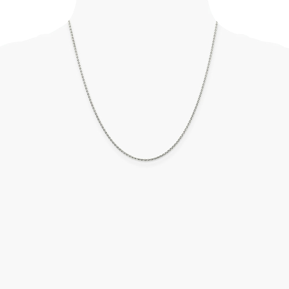 Sterling Silver Rhodium-plated 1.5mm Diamond-Cut Spiga Chain Necklace 16"-24" - Product Photo