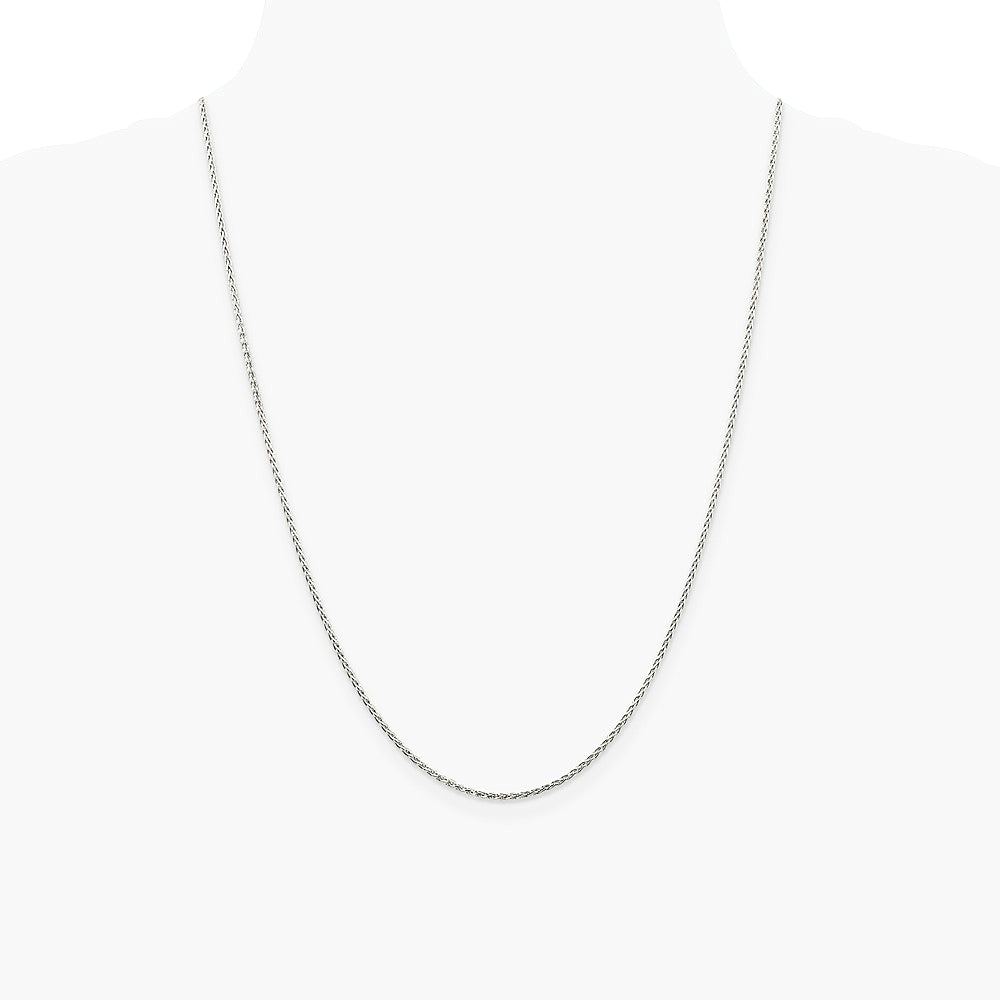Sterling Silver Rhodium-plated 1.5mm Diamond-Cut Spiga Chain Necklace 16"-24" - Product Photo