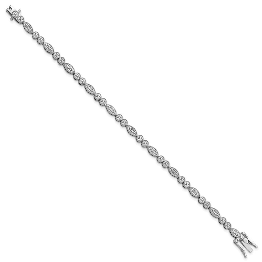 Sterling Silver Rhodium-plated Diam. Bracelet - Product Photo