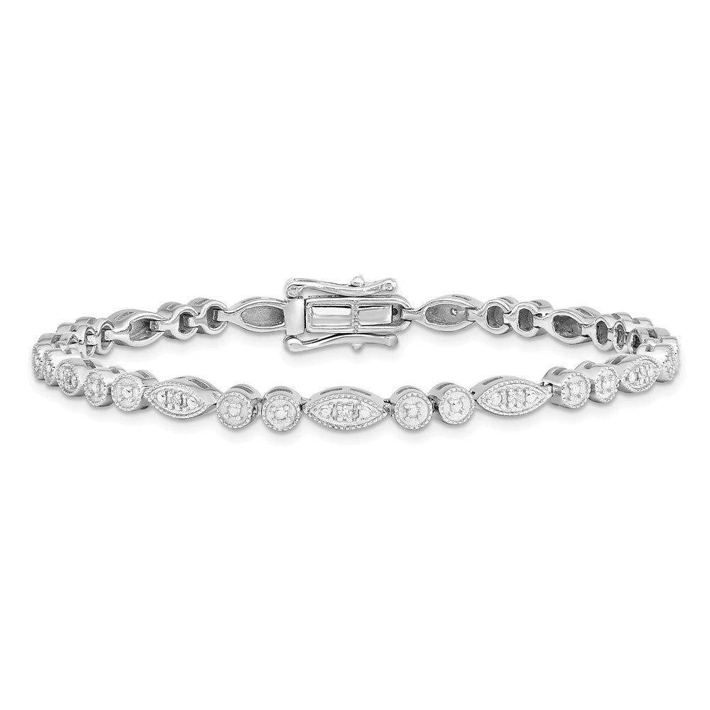 Sterling Silver Rhodium-plated Diam. Bracelet - Product Photo