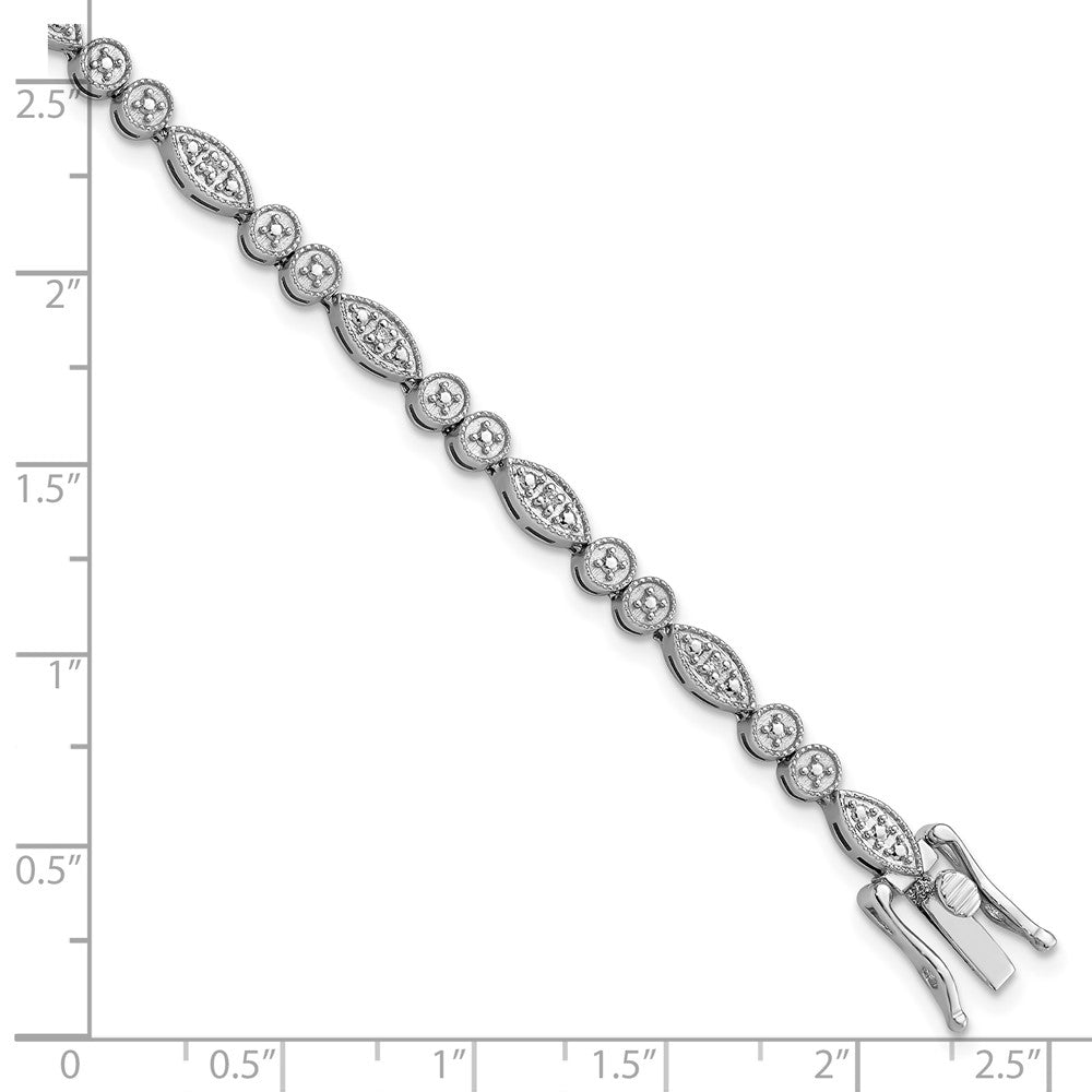 Sterling Silver Rhodium-plated Diam. Bracelet - Product Photo