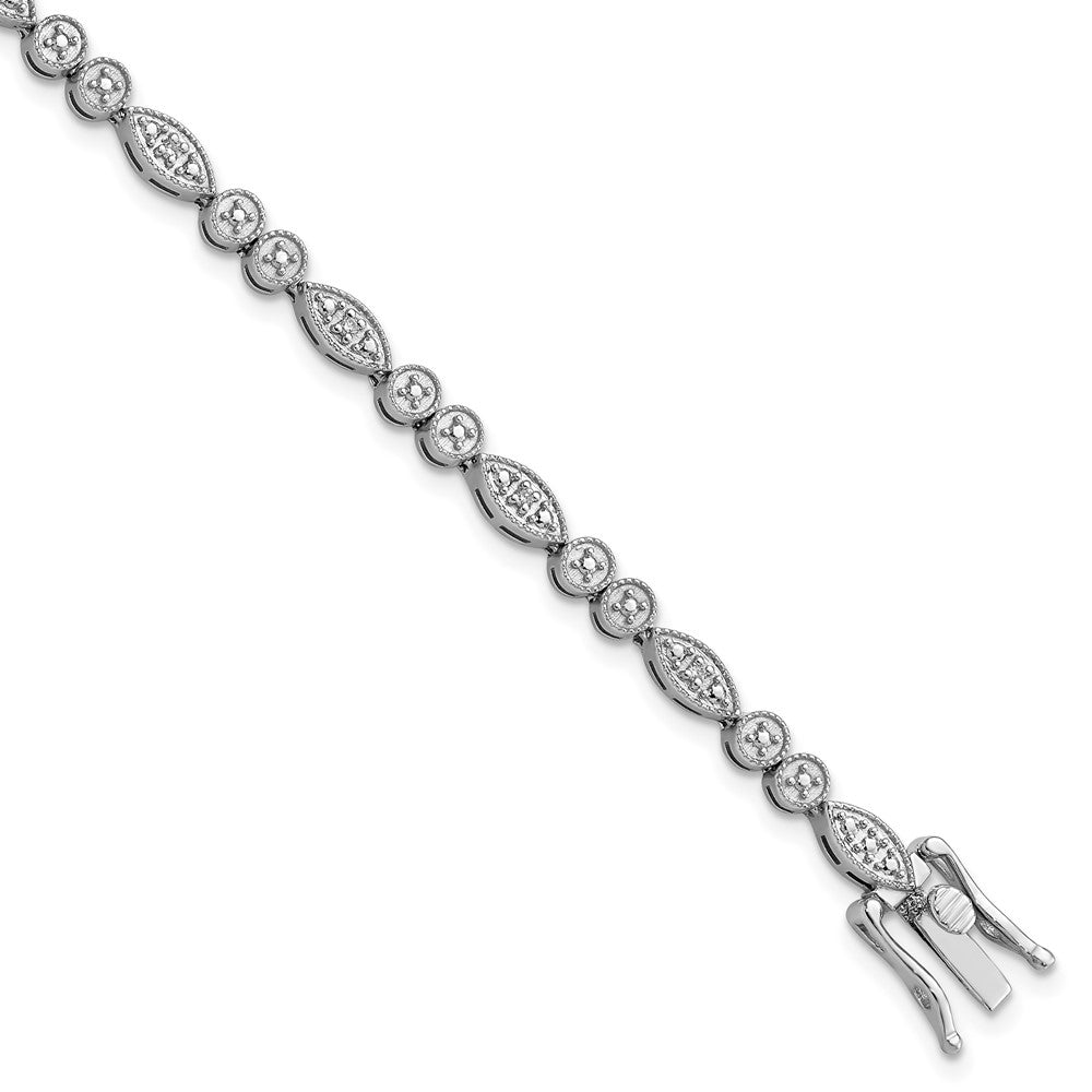 Sterling Silver Rhodium-plated Diam. Bracelet - Product Photo