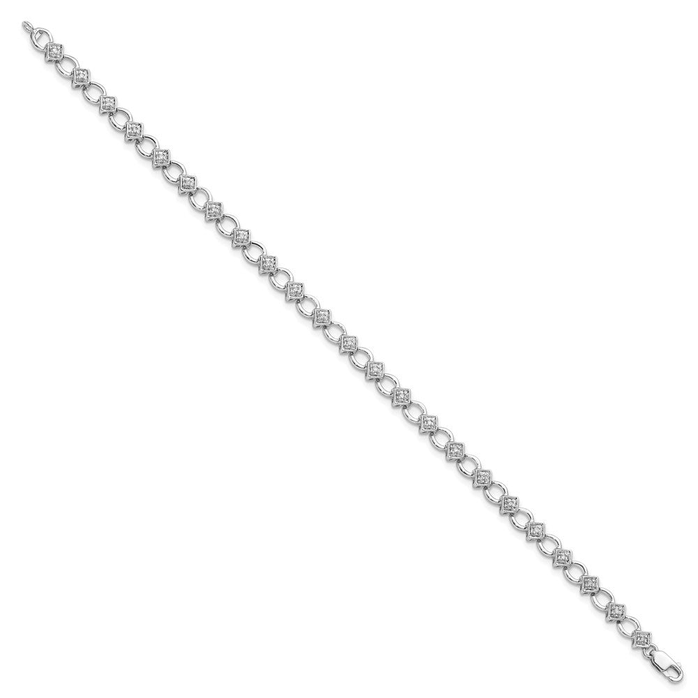 Sterling Silver Rhodium-plated Diam. Bracelet - Product Photo