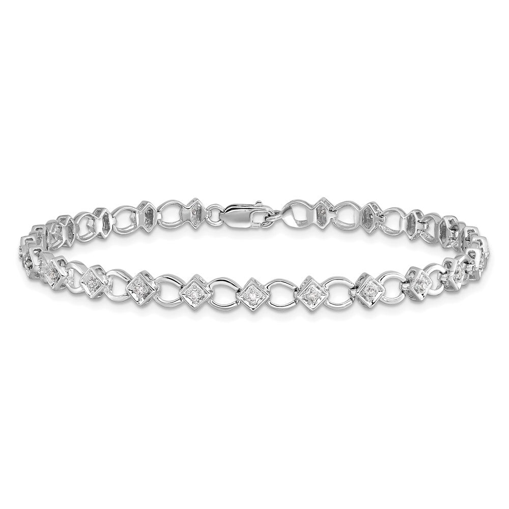 Sterling Silver Rhodium-plated Diam. Bracelet - Product Photo