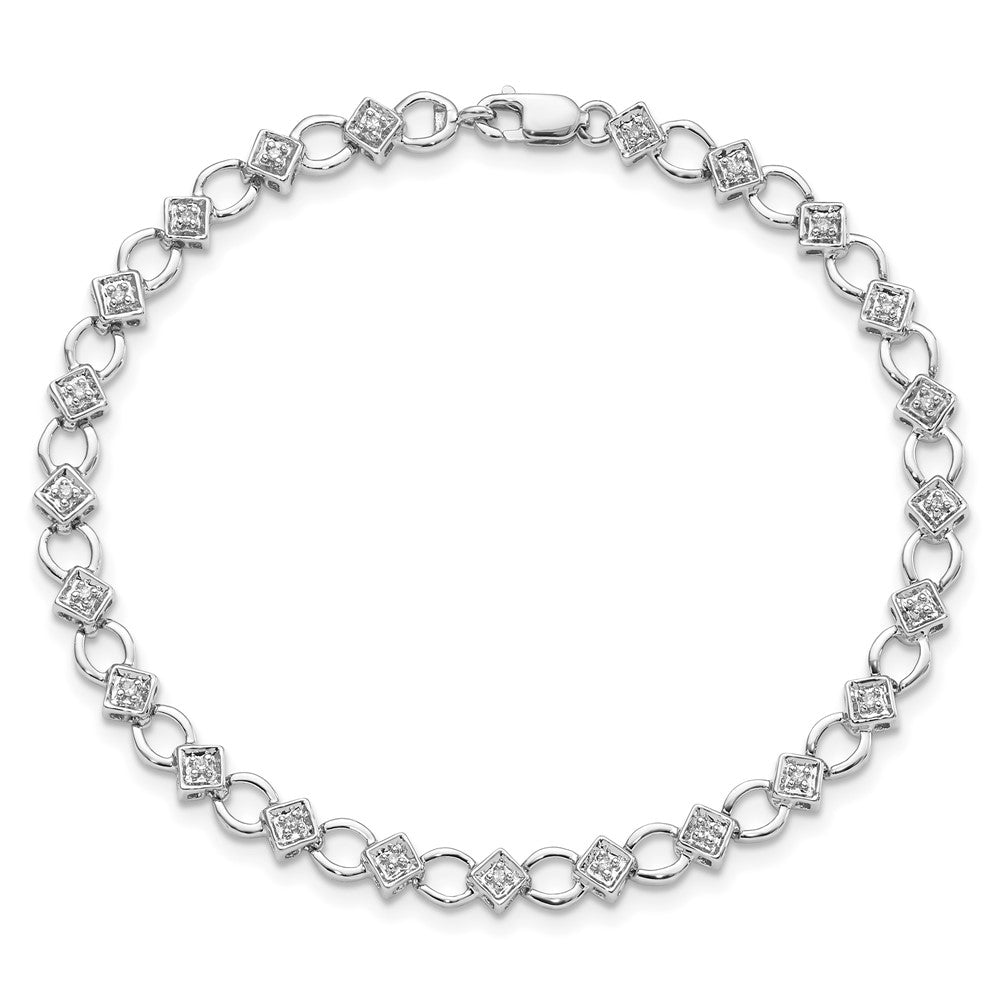 Sterling Silver Rhodium-plated Diam. Bracelet - Product Photo