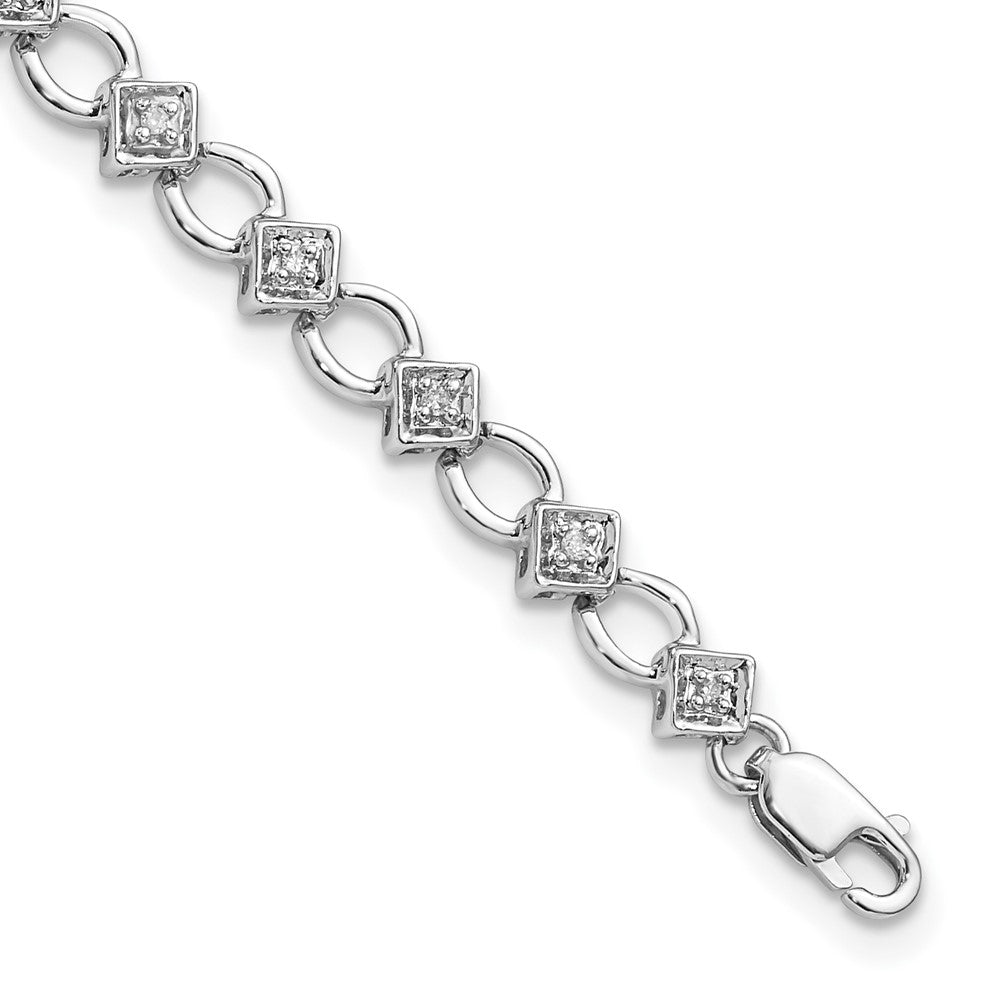 Sterling Silver Rhodium-plated Diam. Bracelet - Product Photo