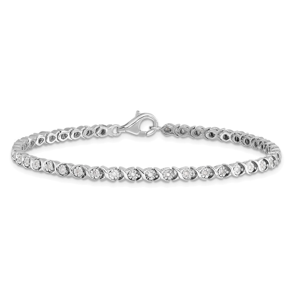 Sterling Silver Rhodium-plated Diam. Tennis Bracelet - Product Photo