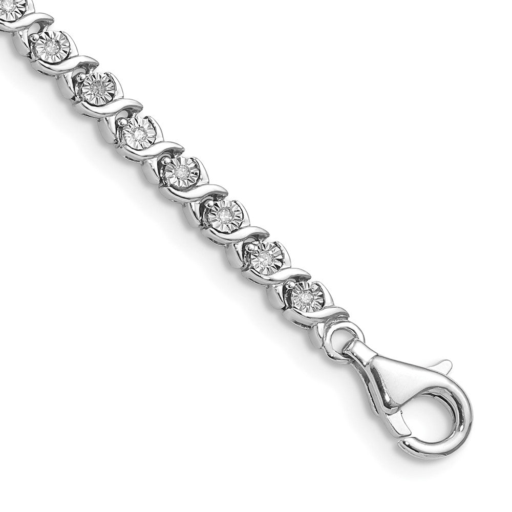 Sterling Silver Rhodium-plated Diam. Tennis Bracelet - Product Photo