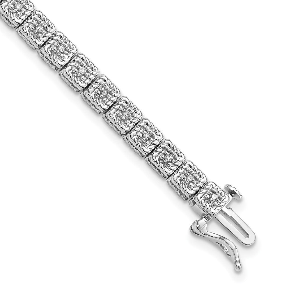 Sterling Silver Rhodium Plated Diamond Bracelet - Product Photo