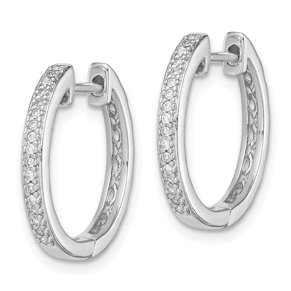 Sterling Silver Rhodium Diamond. Earrings - Product Photo