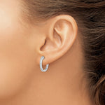 Sterling Silver Rhodium Diamond. Earrings - Product Photo