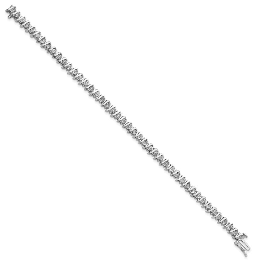 Sterling Silver Rhodium-plated Diam. Fancy Bracelet - Product Photo