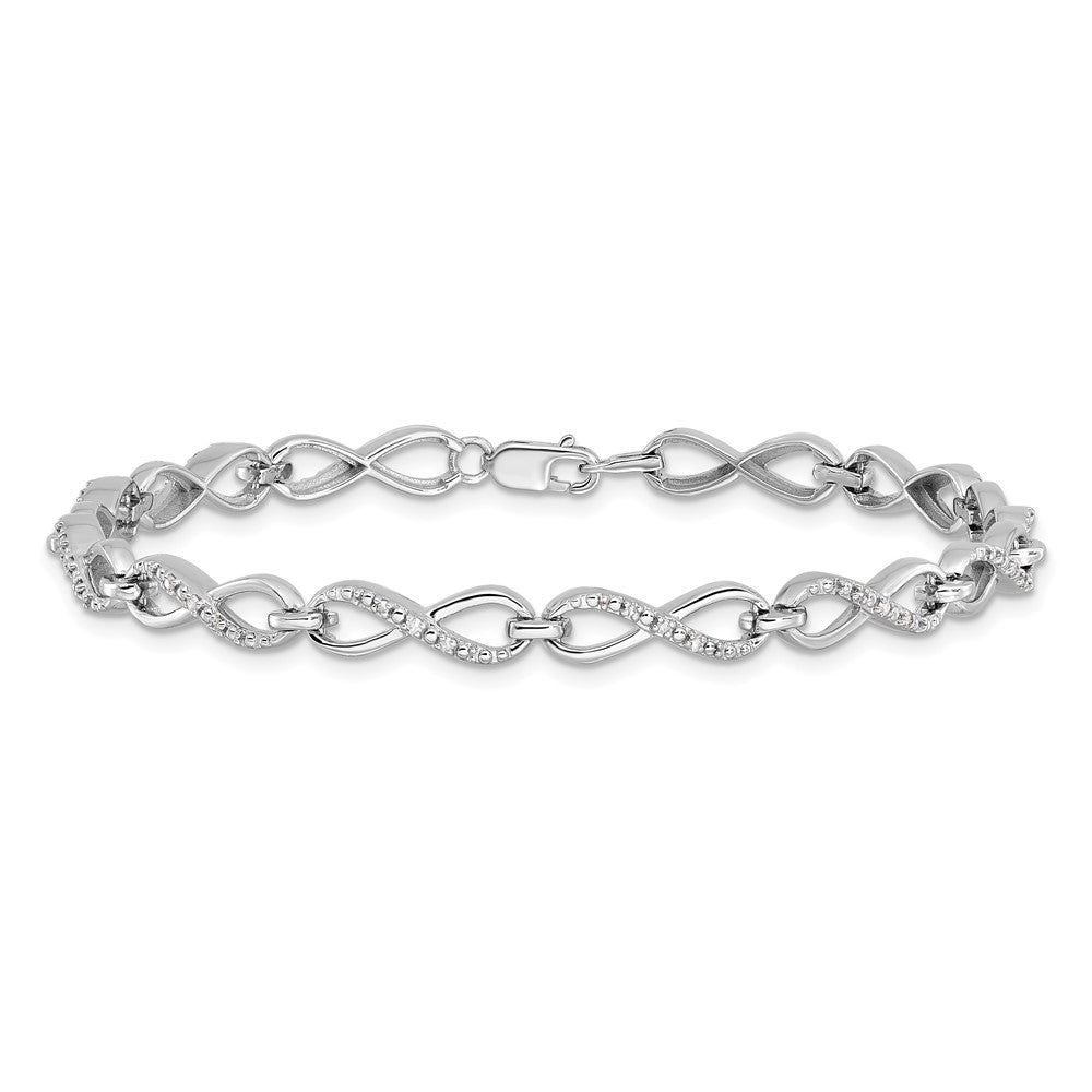 Sterling Silver Rhodium-plated Diam. Bracelet - Product Photo