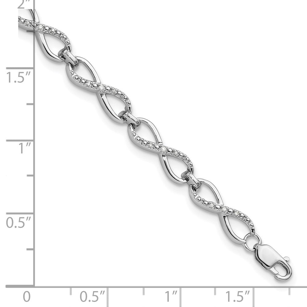 Sterling Silver Rhodium-plated Diam. Bracelet - Product Photo