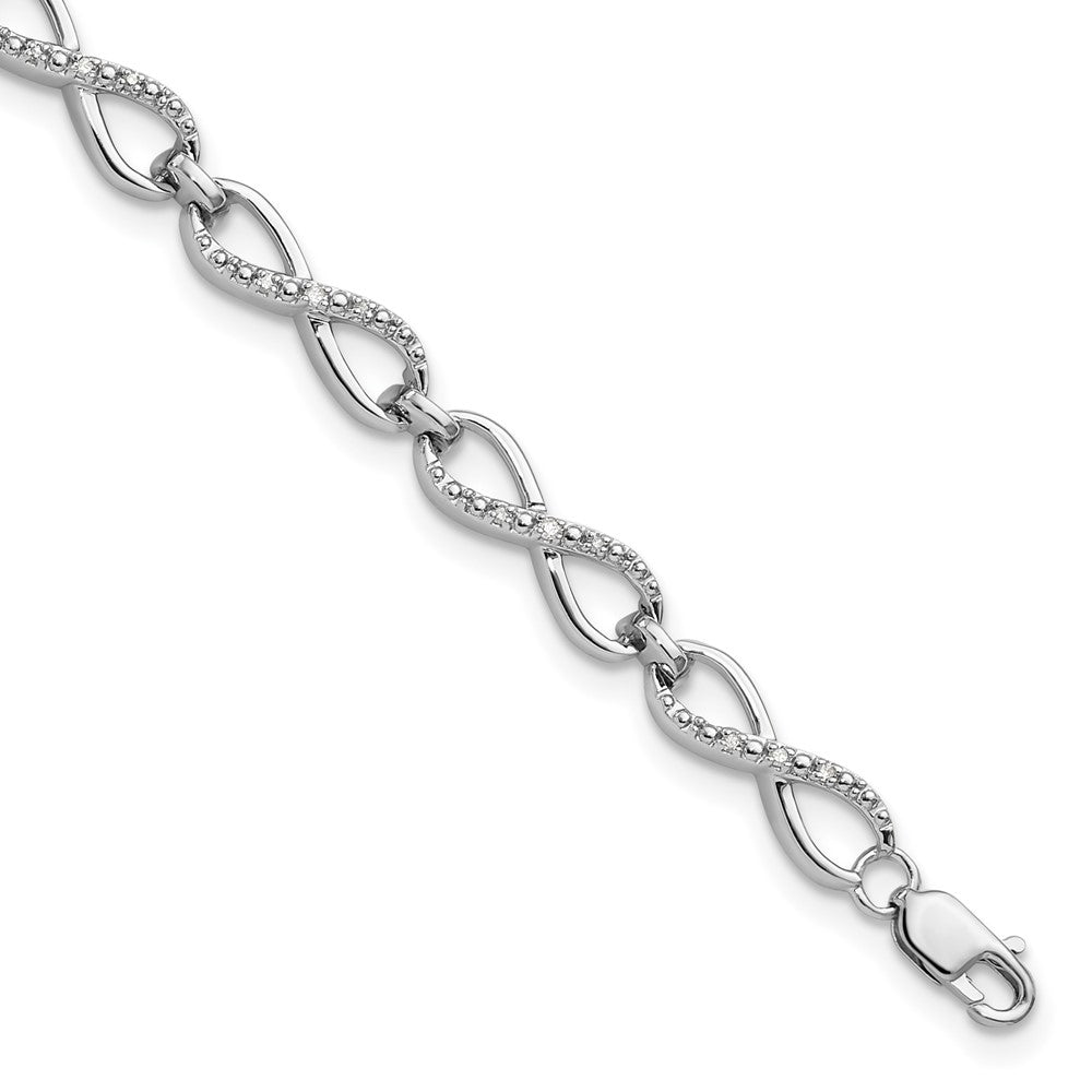 Sterling Silver Rhodium-plated Diam. Bracelet - Product Photo