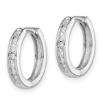 Sterling Silver Rhodium Diamond. Huggie Earrings - Product Photo