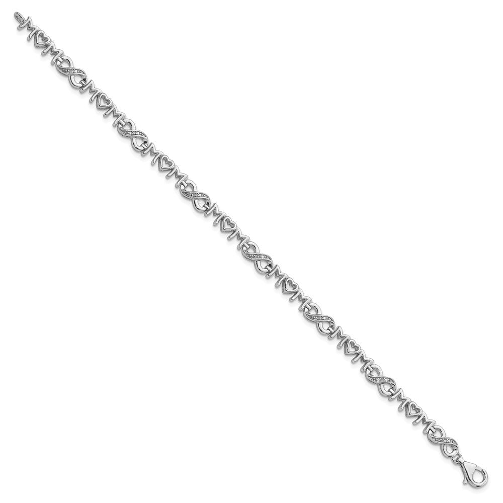 Sterling Silver Rhodium-plated Heart Mom Infinity Diamond Bracelet - Product Photo