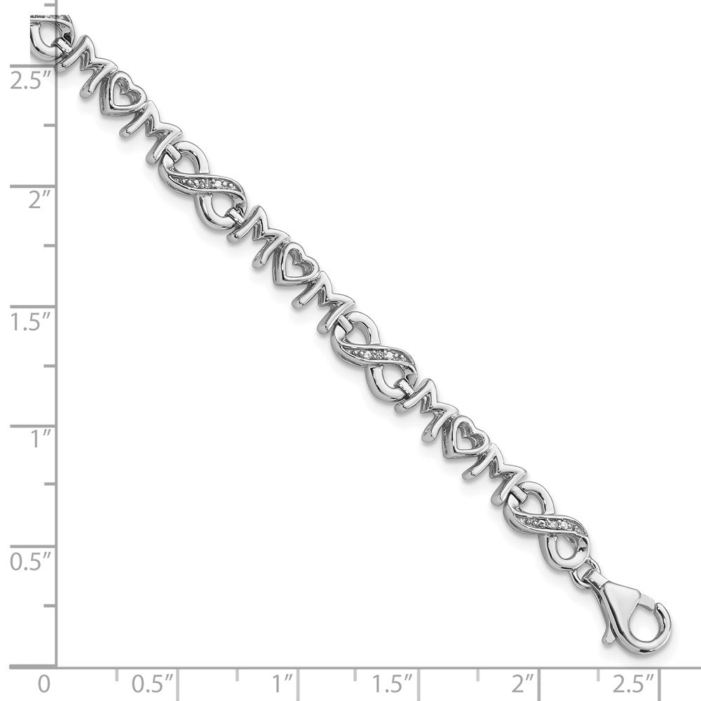 Sterling Silver Rhodium-plated Heart Mom Infinity Diamond Bracelet - Product Photo